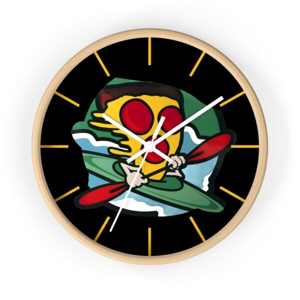 Pizza Slice Kayaking Wall Clock, Kitchen Decor, Vintage Clock, Retro Timepiece