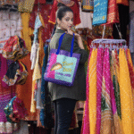retro disco taco colorful vintage style tote bag