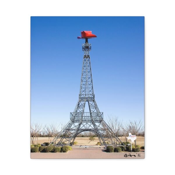 Paris Texas Eiffel Tower with cowboy hat canvas wall art
