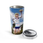 retro roadside mascot girl holding french fries vintage sign drink tumbler