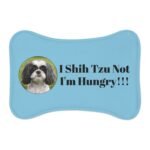 funny dog food mat shih tzu pun pet feeding bowl humor