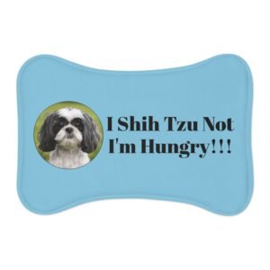 funny dog food mat shih tzu pun pet feeding bowl humor